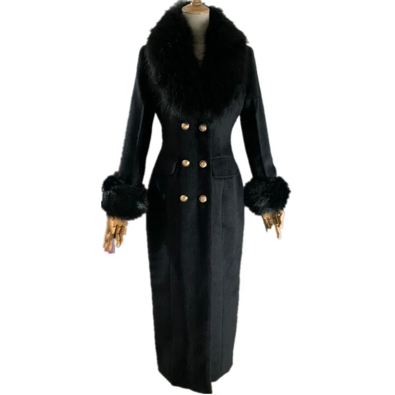 Кашемировое пальто для женщин новинка Осень зима длинное плотное тонкое