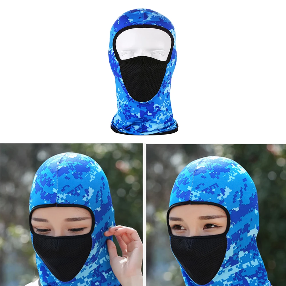 Camouflage Blue Защитная маска для лица, Ветрозащитная маска для шеи, аксессуары для активного отдыха, дышащая сетка для верховой езды, эластичный пылезащитный солнцезащитный крем для занятий спортом - Цвет: Camouflage Blue