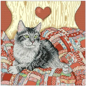 

Cat on the quilt patterns Counted Cross Stitch 11CT 14CT 18CT DIY Chinese Cross Stitch Kits Embroidery Needlework Sets