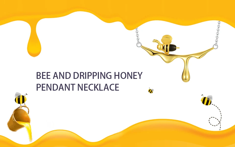 silver bee and honey necklace