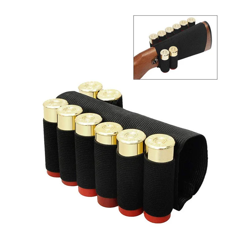 Airsoft Military Ammo Cartridge Holder Elastic Buttstock 12 Gauge Case Pouch Hunting Bags Holsters Gun Accessories | Спорт и