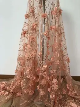 

2019 Latest African Lace Fabric Cheap price wholesale African tulle lace Fabrics Embroidered french net fabrics with 3 d flowers