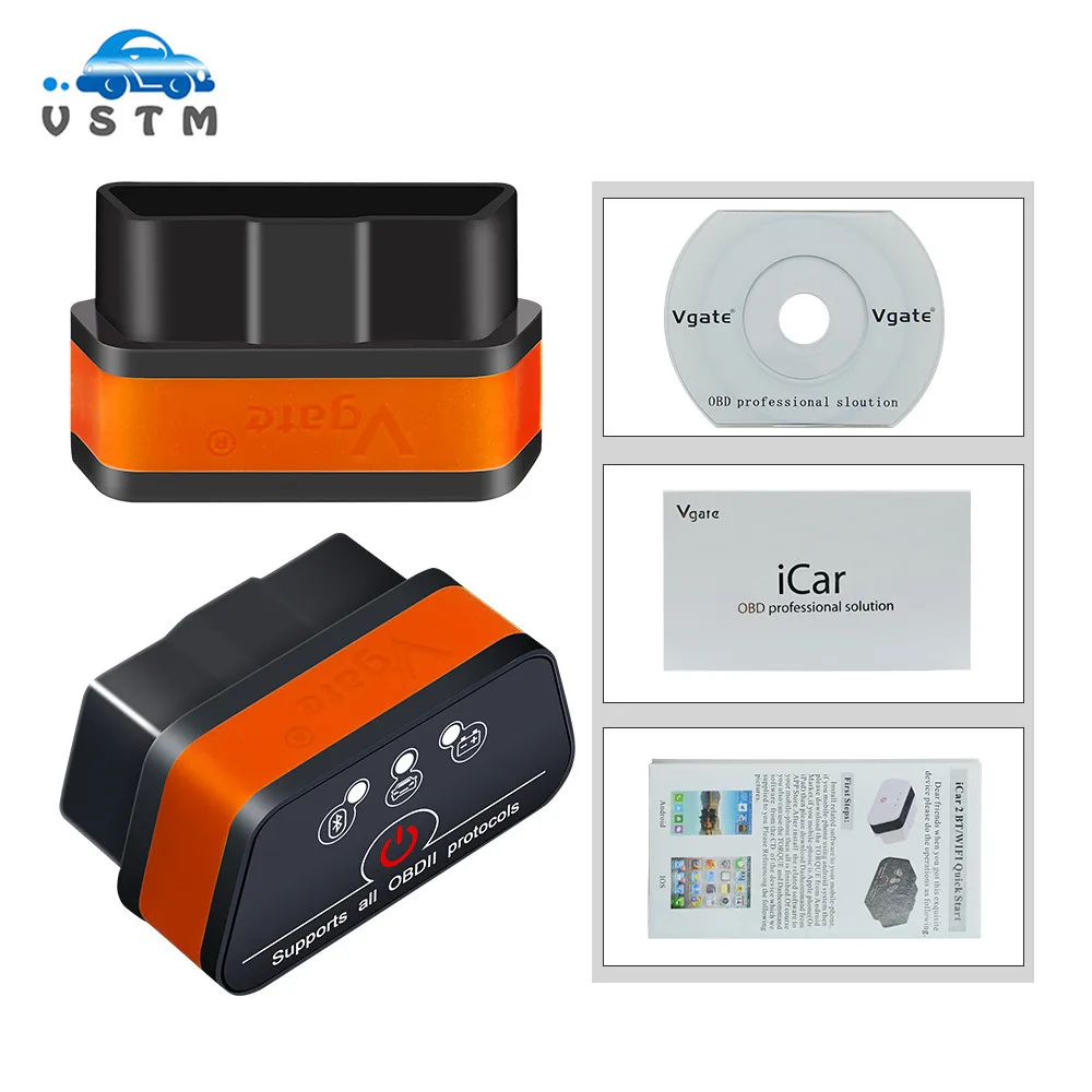 Vgate icar2 Bluetooth/Wifi OBD2 диагностический инструмент ELM327 OBD 2 сканер Mini ELM 327 icar 2 для android/PC/IOS OBDII считыватель кодов