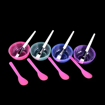 

3pcs/set Portable Plastic Facial Mask Bowl Stick Brush Set Mixing Applying Facial Care Makeup Tools Kit