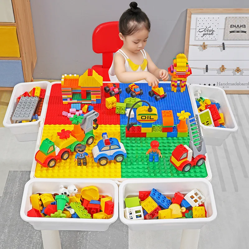 

CHILDREN'S Building Blocks Study Table Compatible Size Granule Educational Creative Toy Multi-functional Building Blocks Table