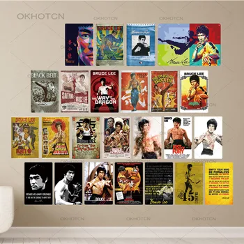 

Bruce Lee Metal Poster Plaque Metal Vintage Martial arts film actor Metal Sign Tin Sign Wall Decor for Man Cave Bar Pub Club