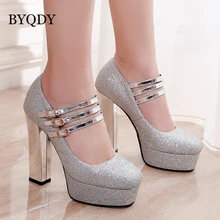 BYQDY Fashion Office Ladies Pumps Three Buckles Shoes Mary Jane Party Ankle Strap Pumps Platform Square Heels Worker Gold Shoes BYQDY Fashion Office Ladies Pumps Three Buckles Shoes Mary Jane Party Ankle Strap Pumps Platform Square Heels Worker Gold Shoes