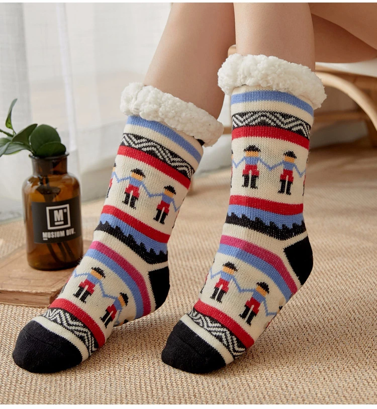 Утепленные двойные Флисовые Тапочки; рождественские носки; теплые женские носки для сна; коллекция года; сезон осень-зима; новое поступление