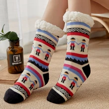 Утепленные двойные Флисовые Тапочки; рождественские носки; теплые женские носки для сна; коллекция года; сезон осень-зима; новое поступление