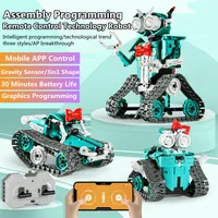 Smart Programming RC Robot 360°Rotation 408PCS DIY Assembly Blocks 3 Styles Gravity Sensor Dual Remote Control RC Tank Toys Gift 1