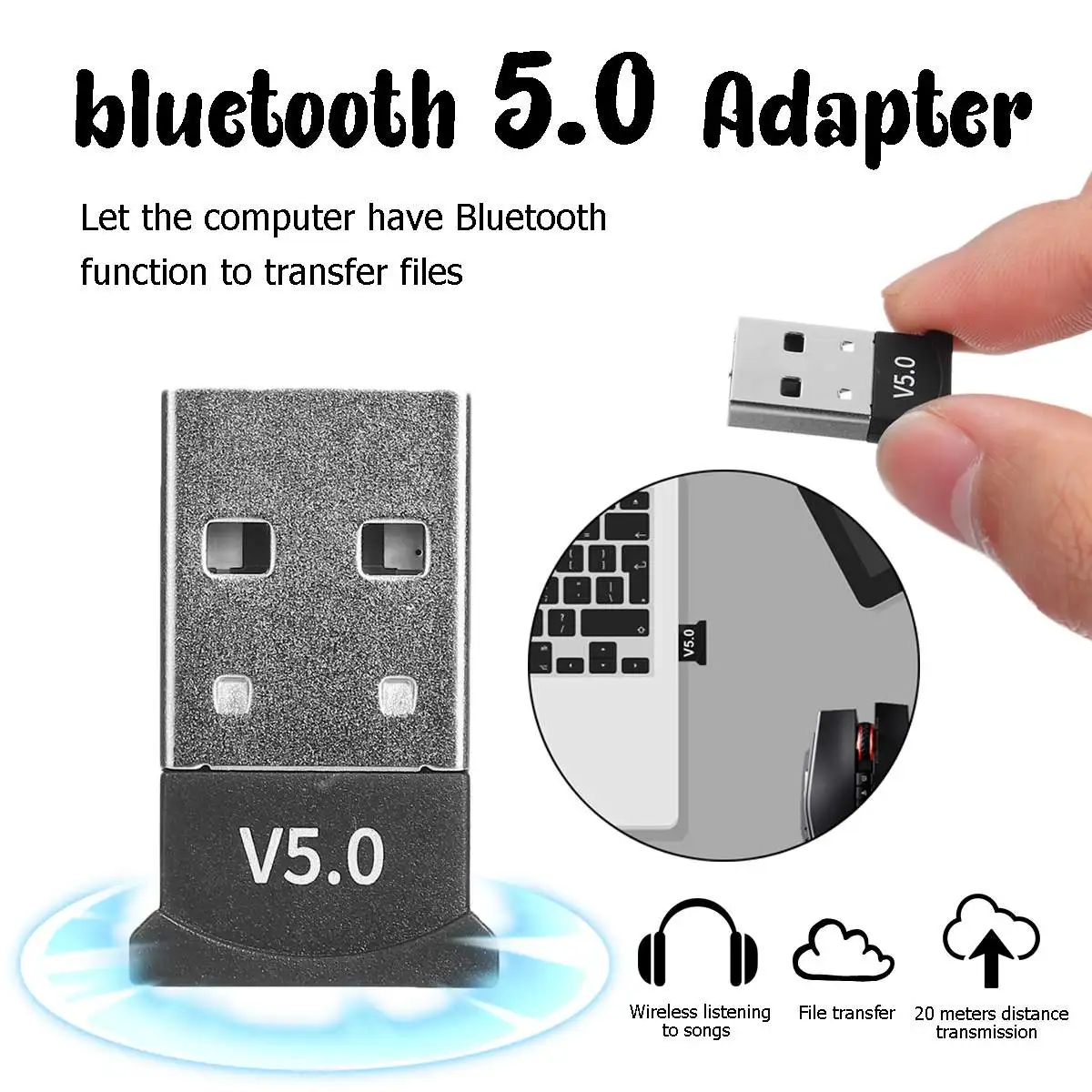 

LEORY USB bluetooth Dongle Adapter 5.0 for PC Computer Speaker Wireless Mouse bluetooth Music Audio Receiver Transmitter