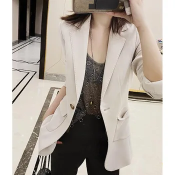 

Spring / Summer 2020 Coat Women Fashion Single Button Solid Color Three Quarter Women's Blazer