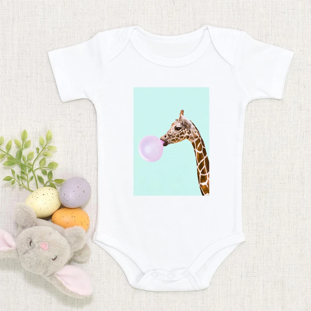

New Style Infant Clothes Giraffe Blowing Bubbles Print Toddler Romper Ropa Bebe Niña Newborn Jumpsuits Fashion Casual Bodysuit