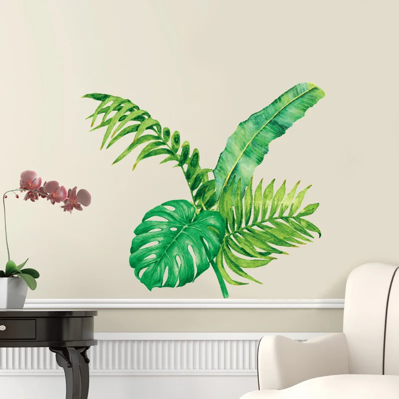 Северное Европейское растение настенный наклейки XM505 свежие зелёные листья прикроватная тумбочка для спальни гостиная телевизор диван фон деко