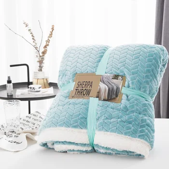 

Luxury Super Soft Sherpa Coral Fleece Blanket Solid Color Reversible Faux Fur Mink Throw Kids Adult Warm Blankets