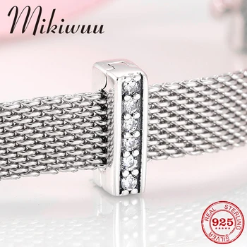 

New 925 Sterling Silver Strip clear CZ clip beads Jewelry making Fit Original reflection Clip Charm Bracelet