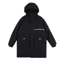 Зимний длинный Мужской плащ с буквенным принтом в стиле милитари, ветровка с капюшоном, черная, для колледжа, хип-хоп, уличная одежда, осенняя мужская куртка