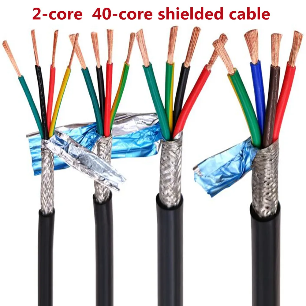 RVVP 10m 차폐 와이어, 2 3 4 5 6 7 8 10 12 14 16 20 24 코어 제어 신호 라인, 22AWG0.3 0.5 0.75mm PVC 케이블
