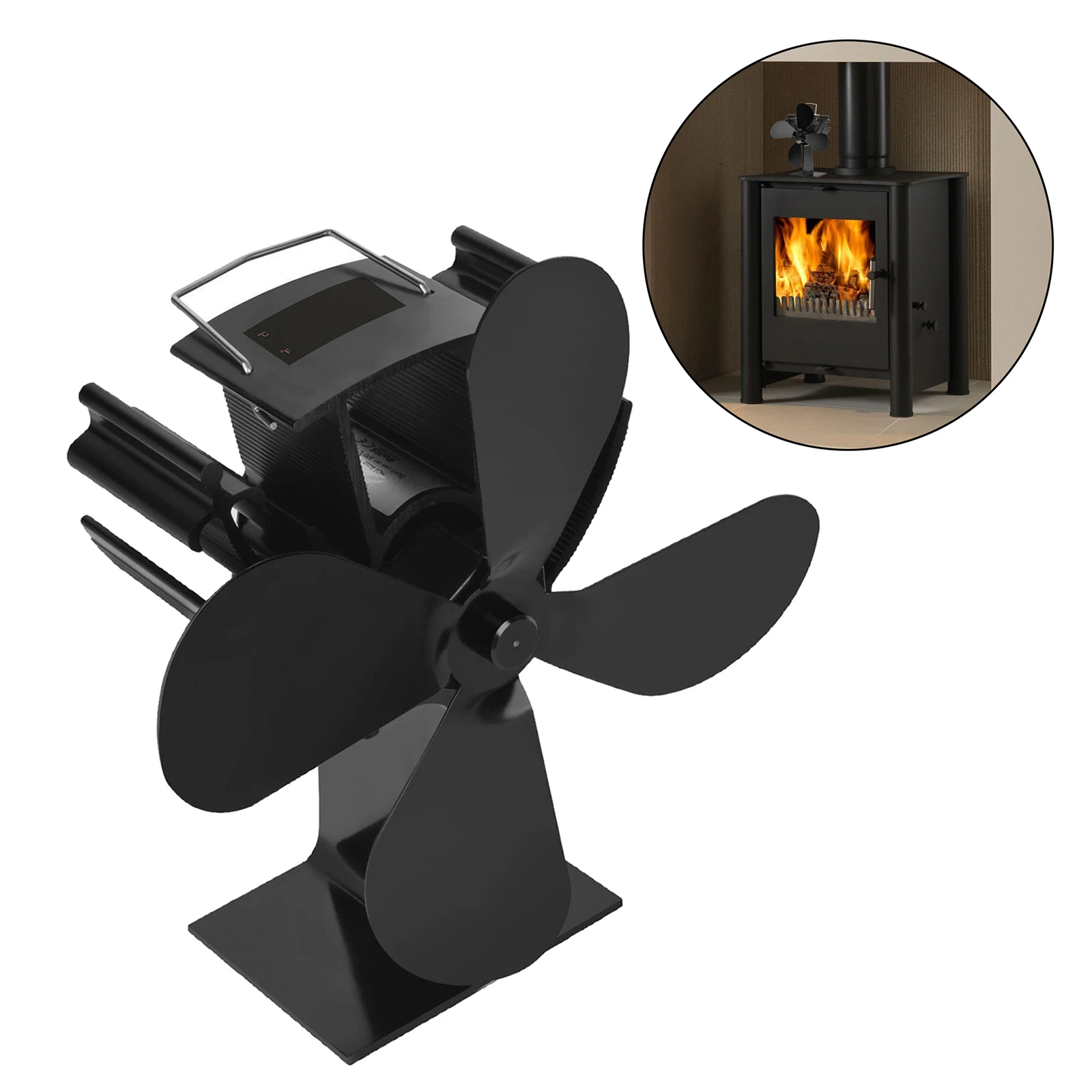 Wood Stove Fan with 4 Blade Heat Powered Stove Top Fans for Wood Log Burner Fireplace Fireplace Wood Burning Fan for Home High Heat Distribution 4 Blade Fireplace Fan