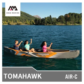 AQUA MARINA-Bote inflable de remos de alta gama TOMAHAWK-Air-C para 3 personas, canoa 478x88cm, para pesca en Kayak