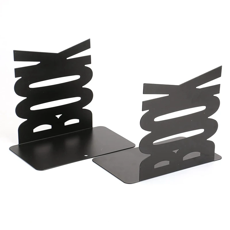 

Book Bookends Book Organizer Non Skid Art Bookends for Library School Office Home Study,1 Pair (Black)