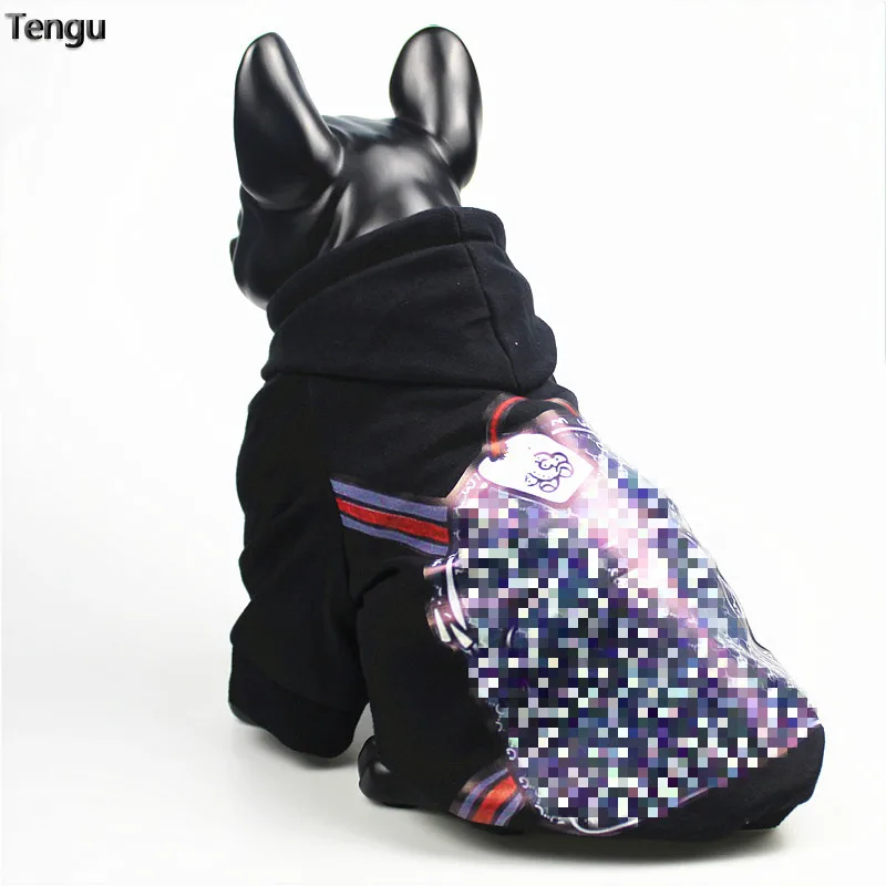 Black Hoodie Outfit with Backpack Printed Decorative Bulldog Outdoor Sports Suitable for Big Dogs and Cats Size XXXL | Дом и сад
