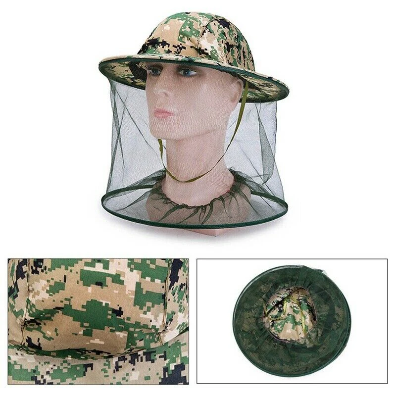 Шляпа пчеловода, камуфляжная москитная сетка, шляпа от насекомых, открытый солнцезащитный козырек для шеи, крышка для головы, сетка, защитная вуаль