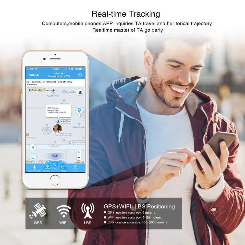 Minirastreador GPS con Wifi para niños, collar con Monitor de voz, SOS, 5 días de espera, habla bidireccional - Imagen 2
