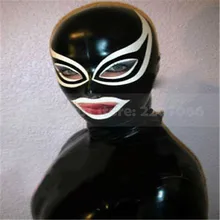 Сексуальная черная латексная унисекс капот Косплей праздничная одежда резиновая Фетиш маска RLM252