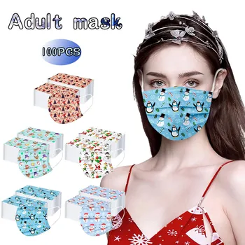 

Adults Christmas Disposable High Quality Mask Industrial 3ply Earhook 100pcs Fashion Face Mask Masque Mascarillas For Christmas