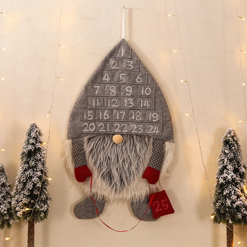 

1 pc Advent Calendar Christmas Home Tree Decor Wall Calendar Pendant Office Party Cabinet Props Advent Calendar Red/Gray 2020
