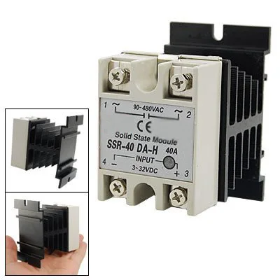 

SODIAL(R) DC to AC Single Phase Solid State Relay SSR-40DA 40A 90-480V AC + Heat Sink