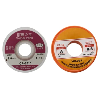 

Tin Lead Solder Core Flux Soldering Welding Solder Wire Spool Reel 0.8mm 63/37 + 2Piece 2.0MM Solder Wick Remover Desoldering Br
