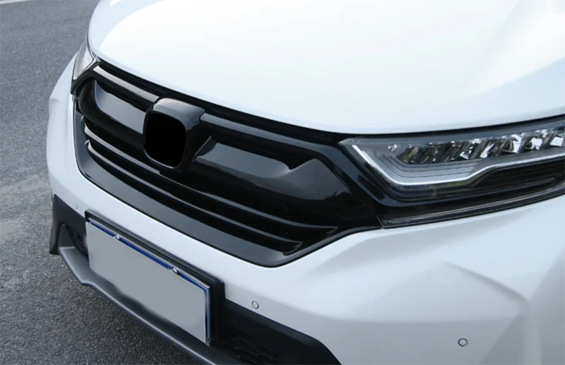 Carbon fiber look gloss black Front Bumper Grill Strip Trim Cover bars for Honda CRV CR-V CRV Tail door trim