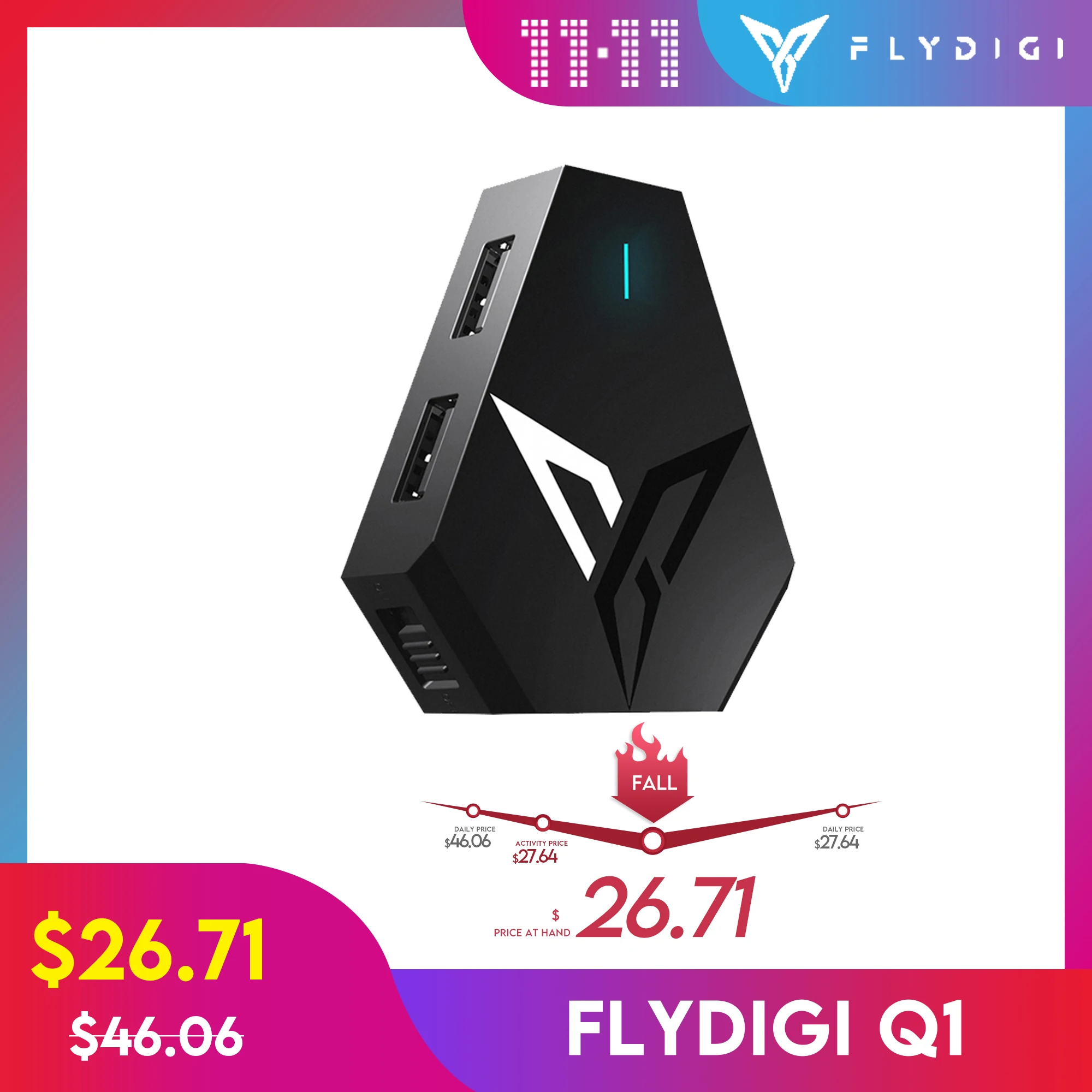 

Flydigi Q1 Keyboard And Mouse Converter PUBG Automatic Pressure Gun Android iOS High-Speed Mapping Bluetooth 4.0 Connection