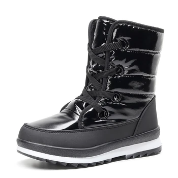 

Snow Boots 2020 New Women Winter Boots Waterproof Non-slip Lace-up Flat Middle tube Fashion Boots Plus Size Women Shoes