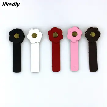 

5 sets/lot 8.5 * 1.5 cm handmade material lovely flower shape hasp leather hasp for DIY purse decoation button 5 colors