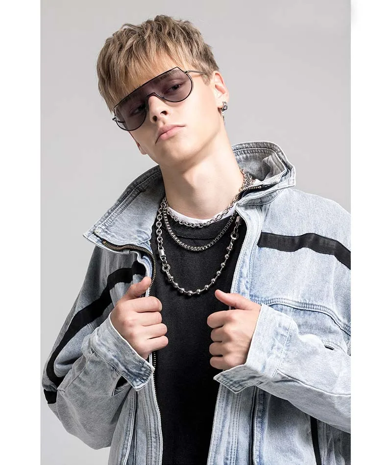 KIOVNO High Street мужские модные короткие джинсовые куртки и пальто спереди с большими карманами стоячий воротник джинсовые куртки для мужчин Уличная одежда