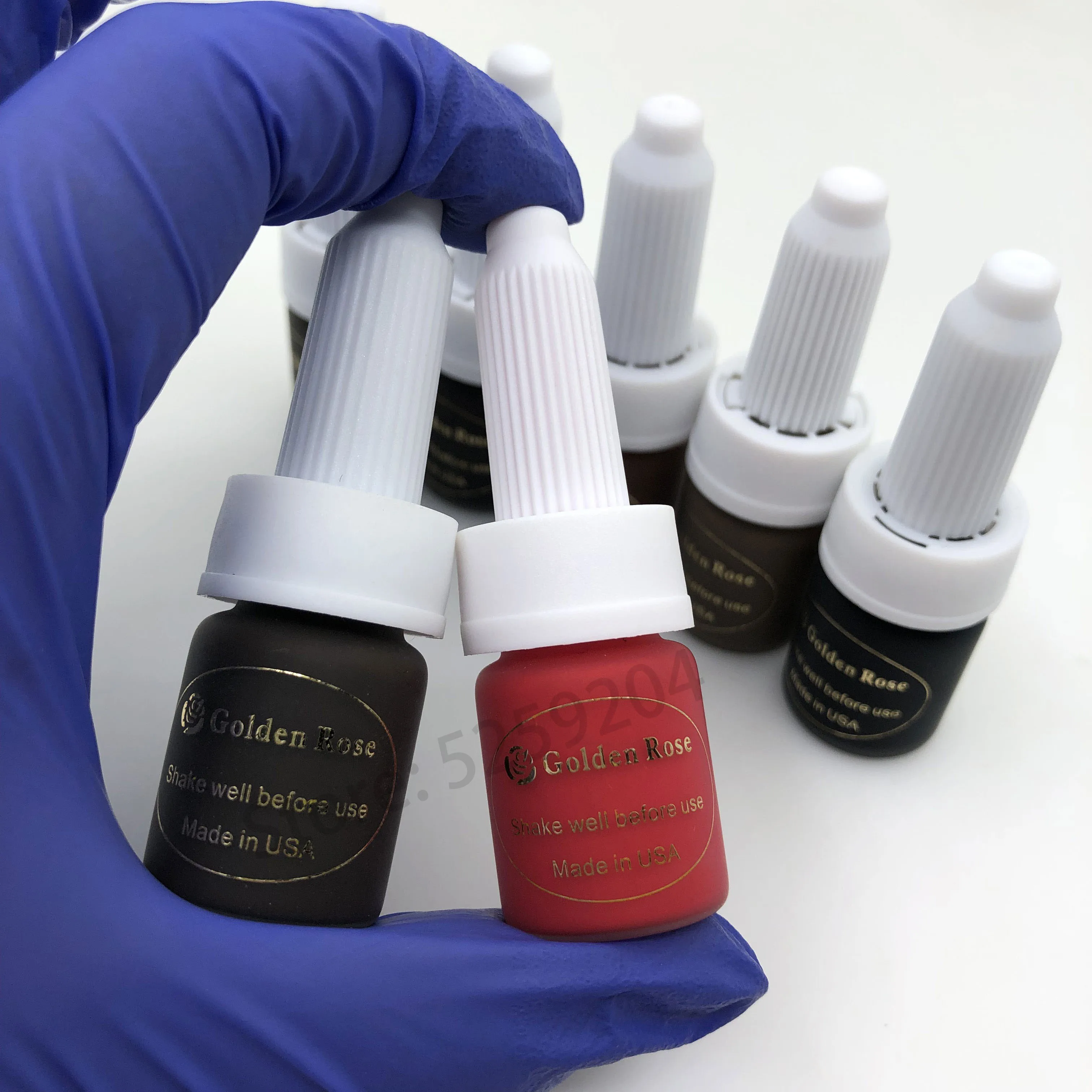 

5 PCS Permanent Makeup Micro Pigment Golden Rose Makeup Tattoo Ink For Eyebrows Eyeliner Lips Tattoo Body 5Ml/bottle pink bright