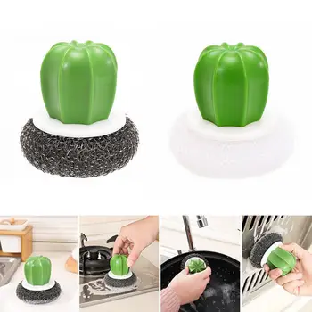 

Lovely Cactus Brush Kitchen Cleaning Artifact Sponge Strong Pot Washing Dishwashing Brush Ball Wire Handle Brush Decontamin J2V0