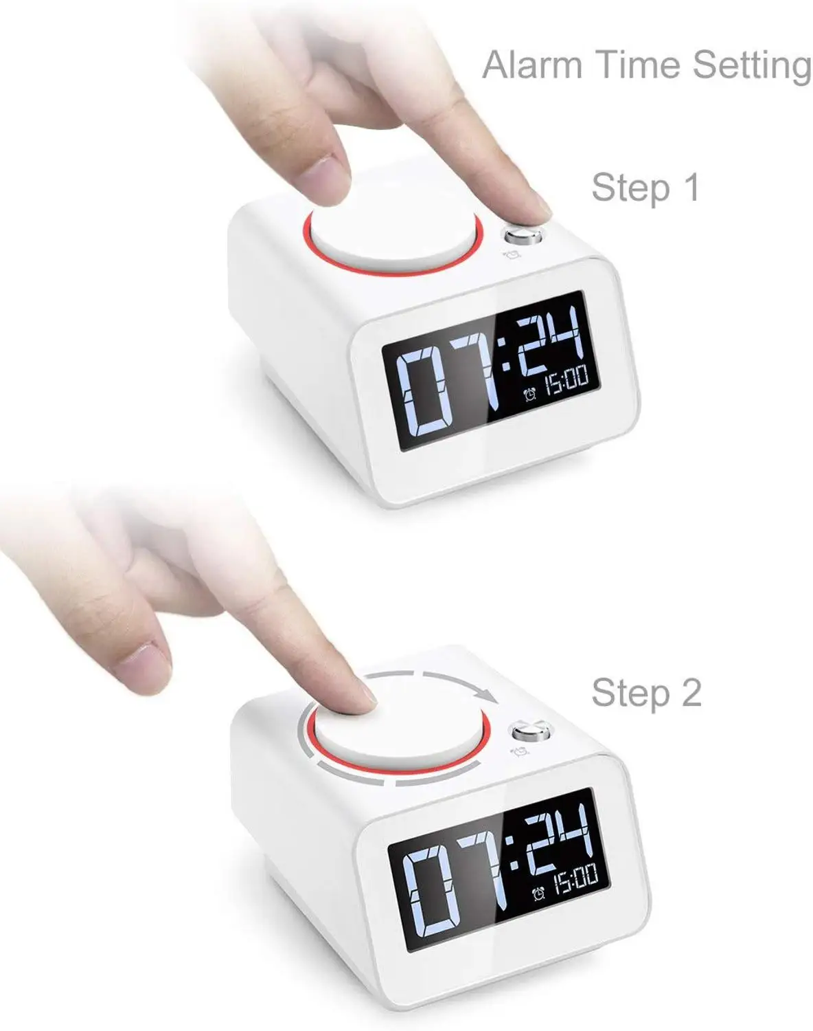 

Homtime table clock for Bedroom Dual USB Charging Ports alarm clock Beside Digital Clock Dimmable Snooze