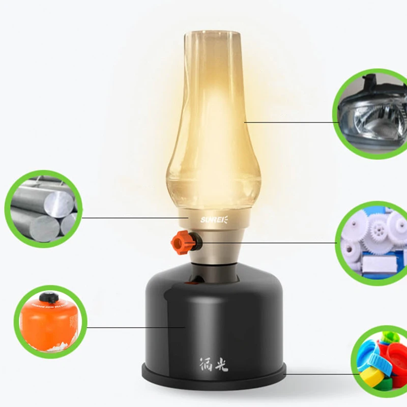 Sunree газовый бак Ретро светильник светодиодный светильник ing перезаряжаемый светодиодный светильник портативный походный светильник Теплый желтый плавный светильник с затемнением