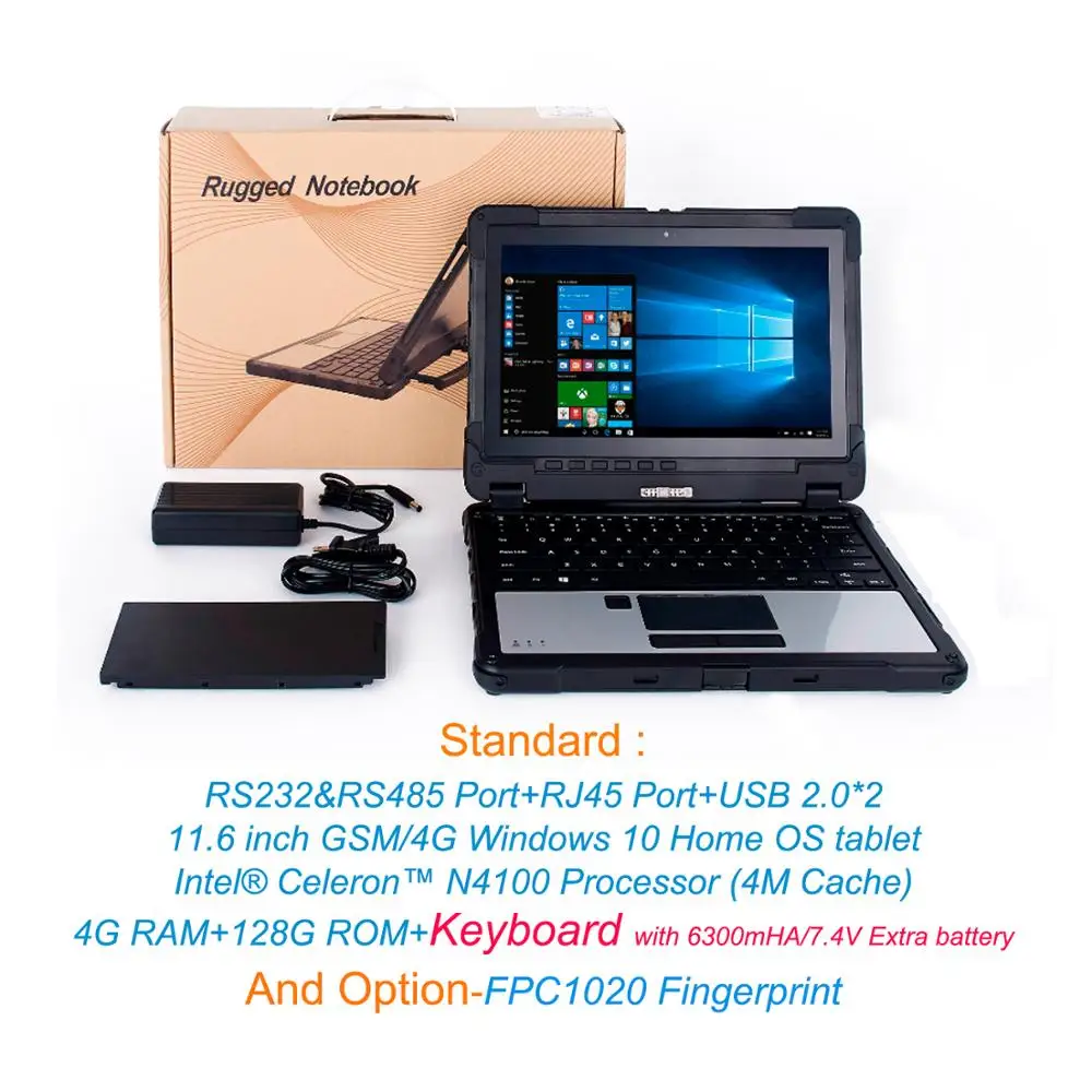 4G LTE Intel ноутбук Win10 домашний прочный планшетный ПК ips 1920*1080 4G+ 128G хорошая видимость на солнце пленка продвижение планшета - Цвет: Keyboard Fingerprint