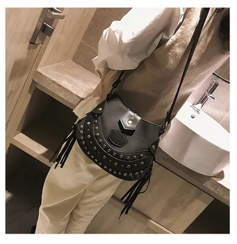 

2020 new European style tassel saddle women's bag ladies single shoulder diagonal travel backpack