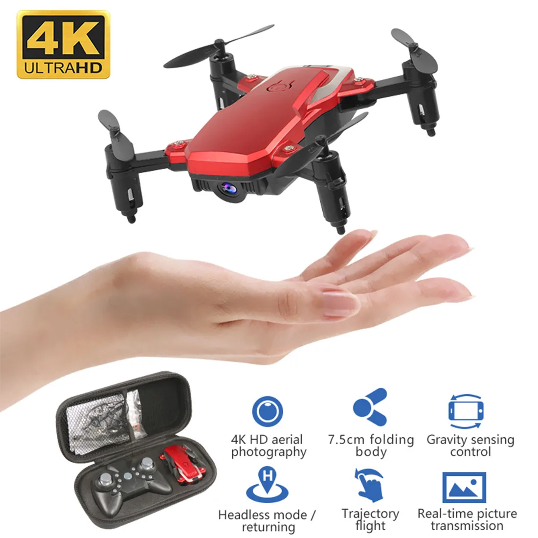 Foldable Mini Drone K1 WiFi FPV HD Camera 0.3MP 2.0MP 5.0MP 4K Altitude Hold Aerial Video 3D Flips RC Quadcopter Kids Toy