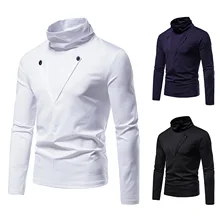 

Man Simple Basic Models Shirt Long Sleeve High Neck Solid Color Tops Casual Street Party Autumn Spring Blouse