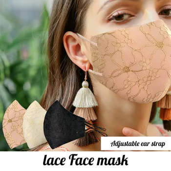 

Portable Humidifiers Mondmasker Wasbaar Women Lace Reusable Breathable Safe Protection Double-layer Face Mask 5pc#ljc
