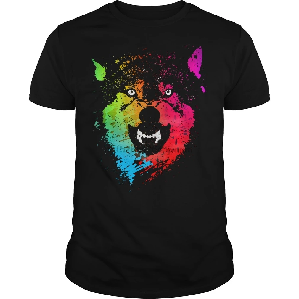 Męskie koszulki neonowe-neonowe wilki koszule fajna koszulka z nadrukiem  koszulki top - AliExpress