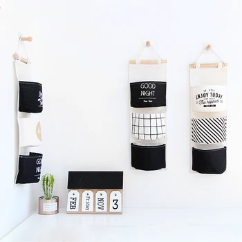 

1Pcs Sundries Organiser Makeup Cosmetic Case Japanese Style Hanging Storage Bag 3 Pocket Wall-mounted Multi Purpose
