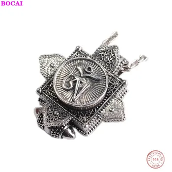 

BOCAI s925 sterling silver pendant Jewelry Vintage Craft Thai Silver Kwu Box Pendant Men's Fashion pure silver Pendant